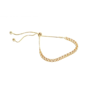 Adjustable gold bracelet with square yellow zircons in a minimalist Korean style