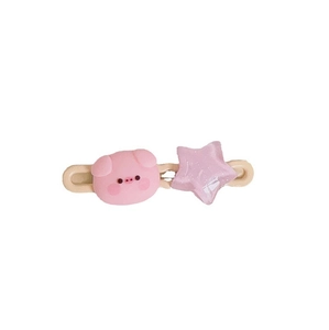 Y2K dopamine hair clip featuring a pink pig and purple glitter star for girls
