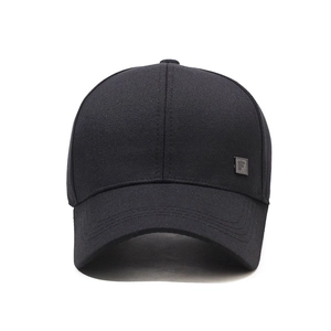 Classic black cotton baseball cap for men with a square metal F logo on a clean white background
