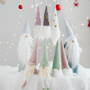 Festive Christmas gnome figurines collection with plush hats and long white beards