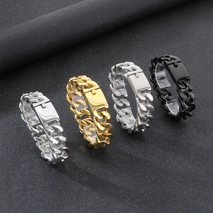 Détails de bracelets gourmettes de 20mm en argent, or, argent mat et noir en acier inox