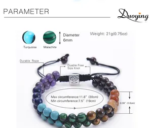 Tabella taglie per bracciale albero della vita in pietre 6mm con cordino regolabile 19-30cm