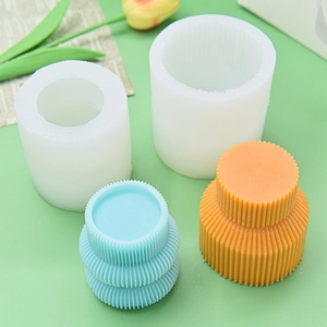 Vertical ribbed gear cylinder silicone molds for DIY handmade scented candles and home decor