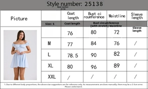 Detailed size chart for the puff sleeve mini dress showing S to XXL measurements