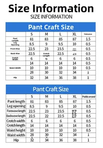 Detailed size guide for seamless tie-dye yoga pants covering sizes S to XL with measurements