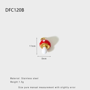 Makroaufnahme von rotem Pilzanhänger mit 11x8mm Maßen und robustem Edelstahlmaterial
