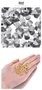 Macro di copriperle a forma di fiore oro e argento con venature dettagliate per gioielli fai da te
