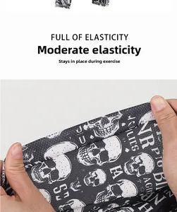 Detail of high-elastic skull pirate cap fabric showing stretching durability for sports