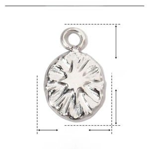Technical drawing showing 9mm x 6mm stainless steel round pendant dimensions
