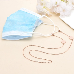 Mode Brillenkette Maskenband Roségold Titanstahl Mit Porträt Münzanhänger Schmuck Zubehör Für Damen