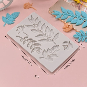 Silicone rose and leaf branch mold for DIY cake decorating and fondant baking