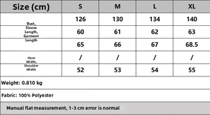 Size chart for women's faux leather bomber jacket showing bust, sleeve, and length measurements