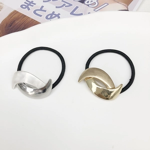 Minimalist gold and silver crescent moon metal hair ties with elastic bands set