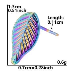 Tabella delle dimensioni per orecchini a foglia iridescente in acciaio inossidabile 304