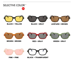 Detailed view of square vintage sunglasses collection in 8 trendy color options