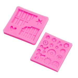 Industrial gear and screw silicone mold set for chocolate and fondant cake decoration