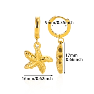 Boucles d'oreilles créoles étoile de mer en or 18K avec dimensions et mesures précises