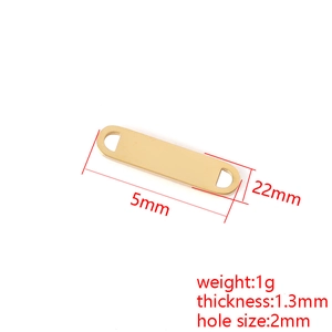 Polished gold stainless steel connector tag with dual holes for DIY jewelry making 22x5mm