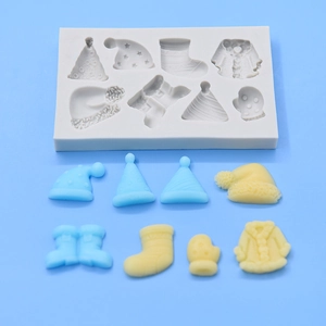 Christmas silicone mold with hat boot glove shapes for DIY cake baking decoration