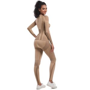 Detail of seamless knitted yoga set showing jacquard texture and breathable mesh panels