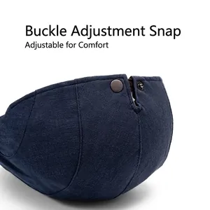 Men's navy blue cotton linen ivy cap with adjustable metal buckle closure for custom fit