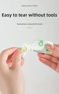 Macro shot of hand-tearable elastic pet bandage with avocado prints and breathable fabric
