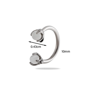 Titanium steel horseshoe ring with dragon claw opal beads, 10mm diameter size