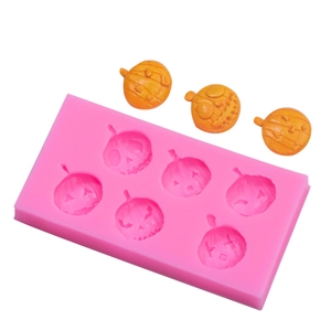 Stampo in silicone rosa a 6 cavità per Halloween a forma di zucca per dolci fai-da-te
