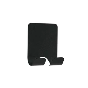 Minimalist black wall-mounted adhesive hook for power plugs and bathroom razors