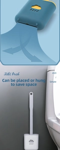 Wall-mounted cloud toilet brush detail showing space-saving base and ventilation holes