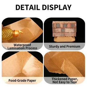 Food grade kraft paper boat tray with waterproof and oilproof coating for snacks