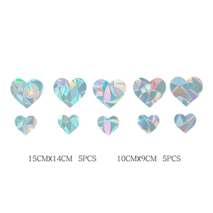 Holographic heart window stickers in two sizes with rainbow prism glass effect set of ten