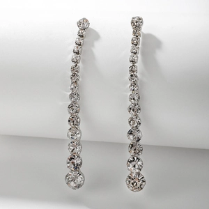 Elegant Long Dangle Earrings With Rhinestone And 925 Sterling Silver Earring Post Graduated Sparkling Linear For Women