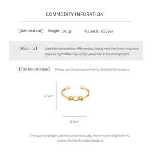 Size chart showing gold plated knot bracelet dimensions of 6.5cm by 5.5cm and 16.1g weight