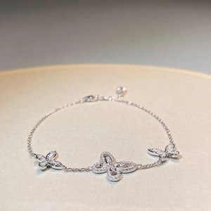 Sparkling S925 sterling silver butterfly tennis bracelet with zircon accents for women