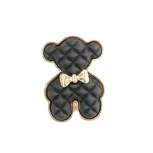 Creative black bear DIY accessory with gold bow and diamond pattern for jewelry and cases