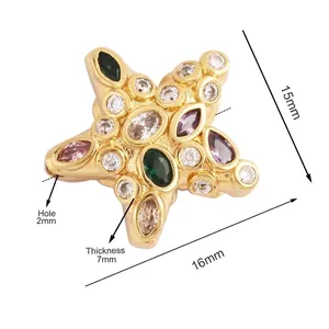 Star-shaped jewelry pendant with colorful zirconia inlays for DIY jewelry making