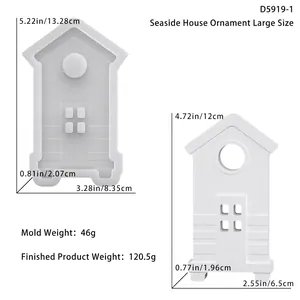 Silicone house mold dimensions and weight for DIY beach house craft ornaments