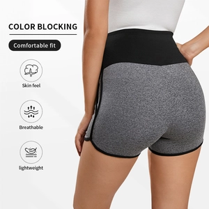 Women's color block high waisted maternity sports shorts with breathable fabric