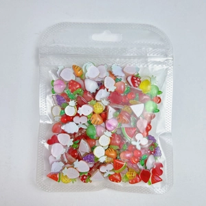Mix of colorful resin fruit charms like watermelon and strawberry for DIY crafts