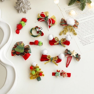 Ensemble de Barrettes de Noël Nœud en Ruban Festif Sapin de Noël pour Femmes Enfants Décoration de Fête de Noël