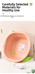 Detail van de draagbare opvouwbare waskom van BPA-vrij PP en TPE materiaal in roze