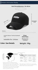 Detailed size chart for the vintage distressed baseball cap with embroidery details
