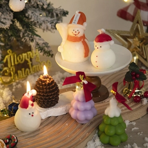 Festive Christmas tree and snowman scented candle set for holiday home decor and gifting