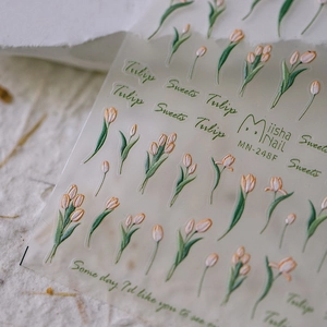 Autocollants pour ongles tulipes mats de haute qualité avec texte Miisha Nail élégant