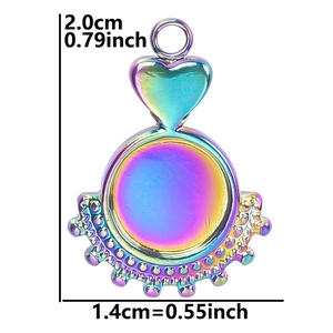 Rainbow stainless steel heart pendant dimensions showing 2.0cm height and 1.4cm width