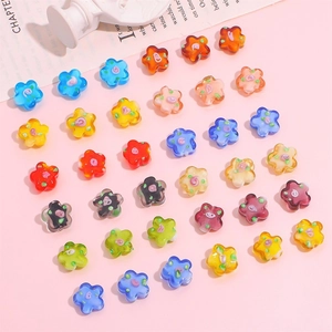 Colorful plum blossom glass beads for DIY handmade jewelry bracelets and necklaces
