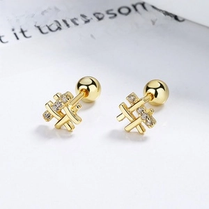 Dettagli degli orecchini in argento 925 con placcatura in oro e zirconi bianchi