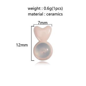 Detailed view of pink ceramic heart-shaped earring back with 12mm size measurements