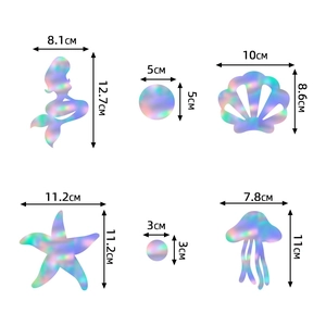 Holographic mermaid shell garland set with dimensions for birthday party decorations